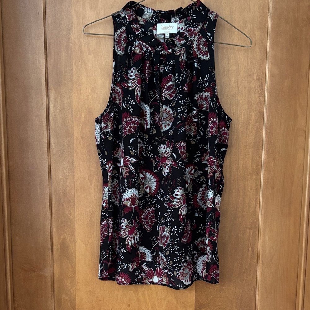 Laundry By Shelli Segal Black and Red Floral Blouse